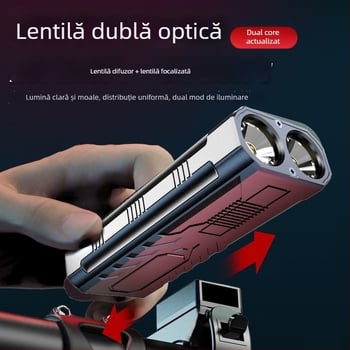 Far față pentru bicicletă și lanternă 2 în 1, LED 5W, baterie 800 mAh, reîncărcabil, impermeabil