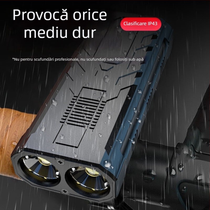Far față pentru bicicletă și lanternă 2 în 1, LED 5W, baterie 800 mAh, reîncărcabil, impermeabil