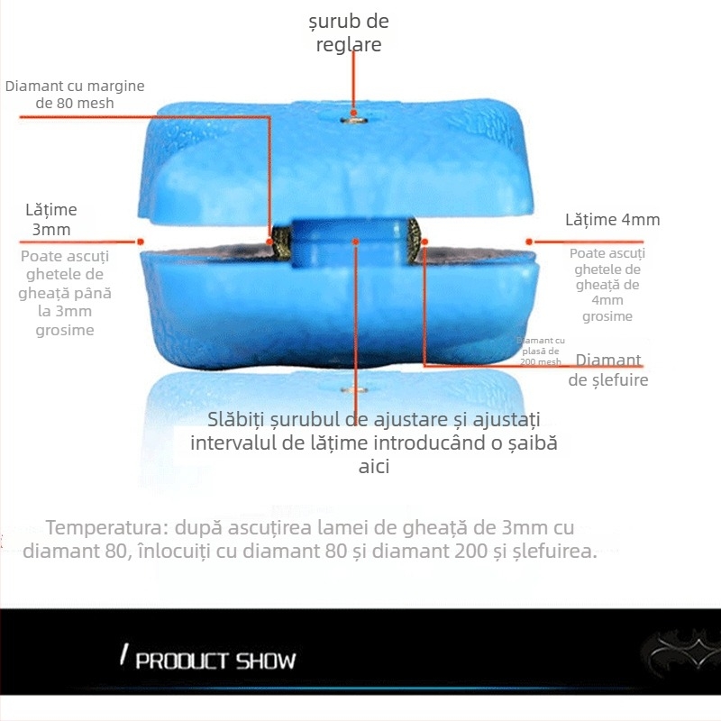 Ascuțitor pentru patine cu model diamant, manual, material diamant, origine Hebei