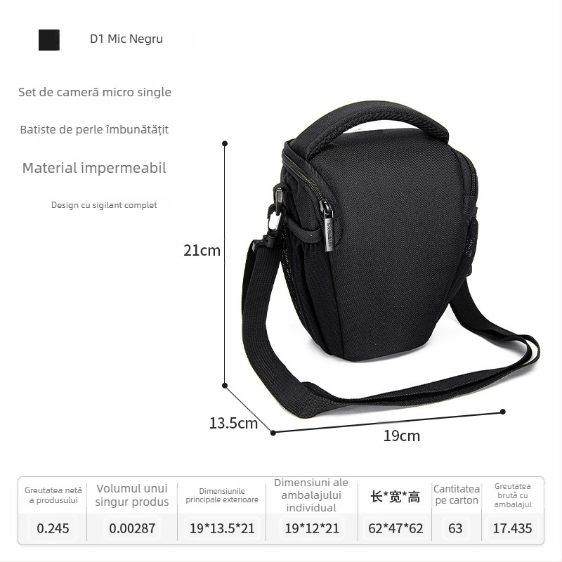 Geantă pentru cameră cu curea de umăr/crossbody, pentru DSLR și Mirrorless, impermeabilă, din poliester