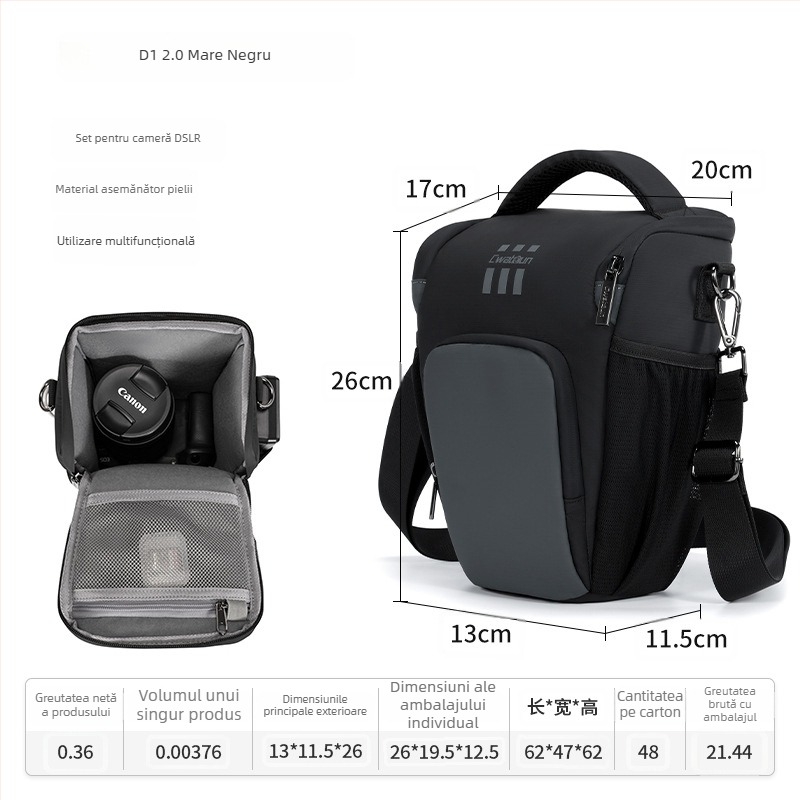 Geantă pentru cameră cu curea de umăr/crossbody, pentru DSLR și Mirrorless, impermeabilă, din poliester