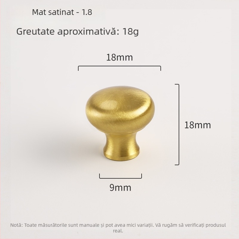 Mânere din alamă pentru ușile de dulap, sferice, cu un singur orificiu, montaj încastrat, stil nou chinezesc