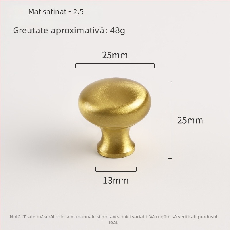 Mânere din alamă pentru ușile de dulap, sferice, cu un singur orificiu, montaj încastrat, stil nou chinezesc