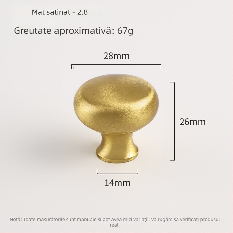 Mânere din alamă pentru ușile de dulap, sferice, cu un singur orificiu, montaj încastrat, stil nou chinezesc