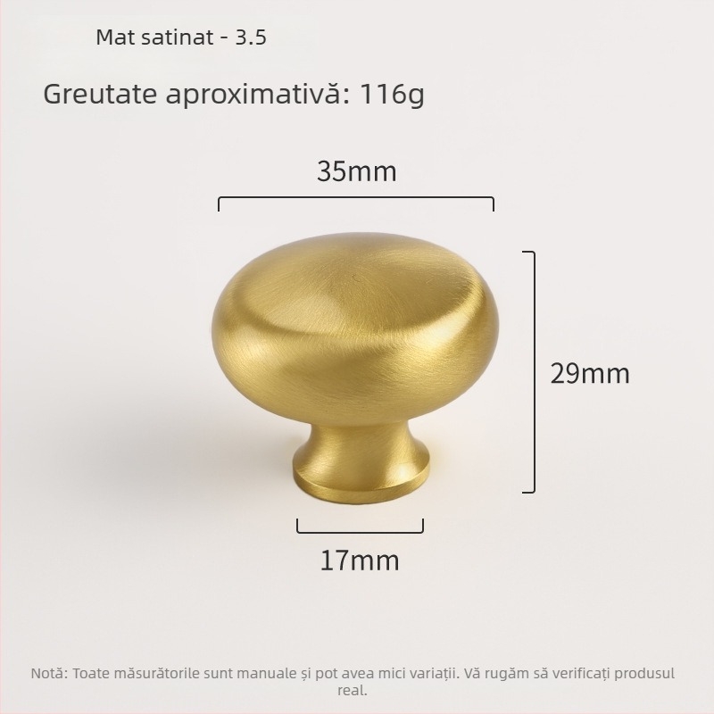 Mânere din alamă pentru ușile de dulap, sferice, cu un singur orificiu, montaj încastrat, stil nou chinezesc