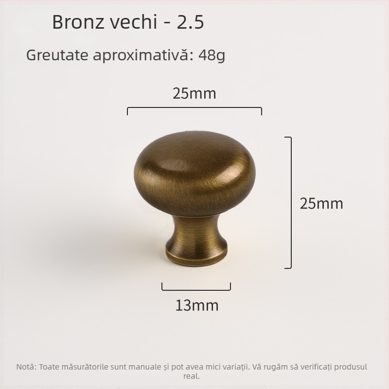 Mânere din alamă pentru ușile de dulap, sferice, cu un singur orificiu, montaj încastrat, stil nou chinezesc