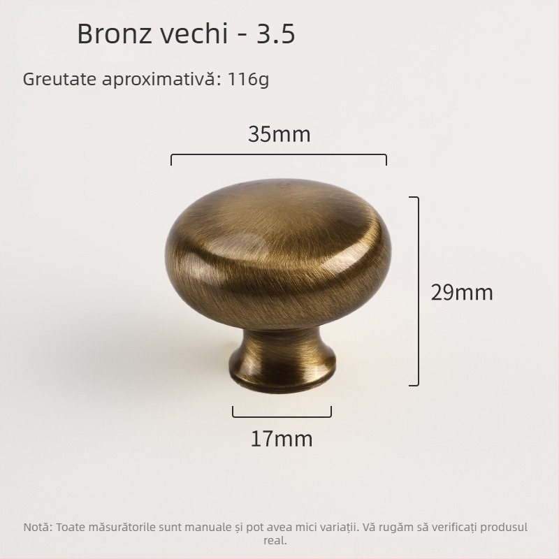 Mânere din alamă pentru ușile de dulap, sferice, cu un singur orificiu, montaj încastrat, stil nou chinezesc