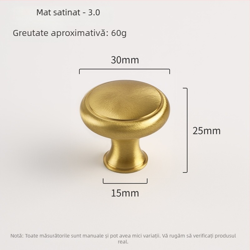 Mânere din alamă pentru ușile de dulap, sferice, cu un singur orificiu, montaj încastrat, stil nou chinezesc