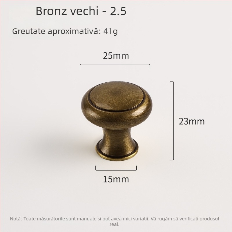 Mânere din alamă pentru ușile de dulap, sferice, cu un singur orificiu, montaj încastrat, stil nou chinezesc