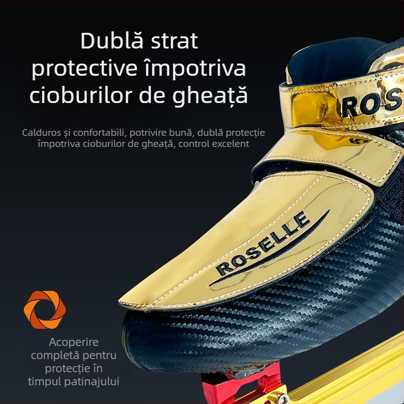 Pantofi de patinaj viteză, cu partea superioară din fibră de carbon și lame din oțel inoxidabil – pentru adulți, pantofi de patinaj pe gheață