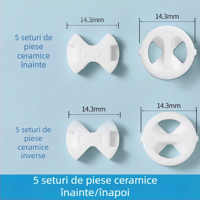 Set robinet cu valvă centrală: placă ceramică, tampon din silicon, inel de etanșare și garnitură; marcă Friendly; stil modern minimalist