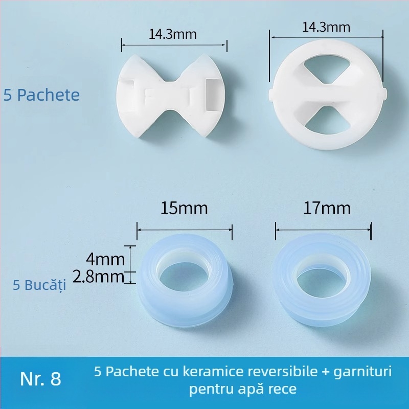 Set robinet cu valvă centrală: placă ceramică, tampon din silicon, inel de etanșare și garnitură; marcă Friendly; stil modern minimalist