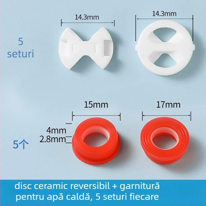 Set robinet cu valvă centrală: placă ceramică, tampon din silicon, inel de etanșare și garnitură; marcă Friendly; stil modern minimalist