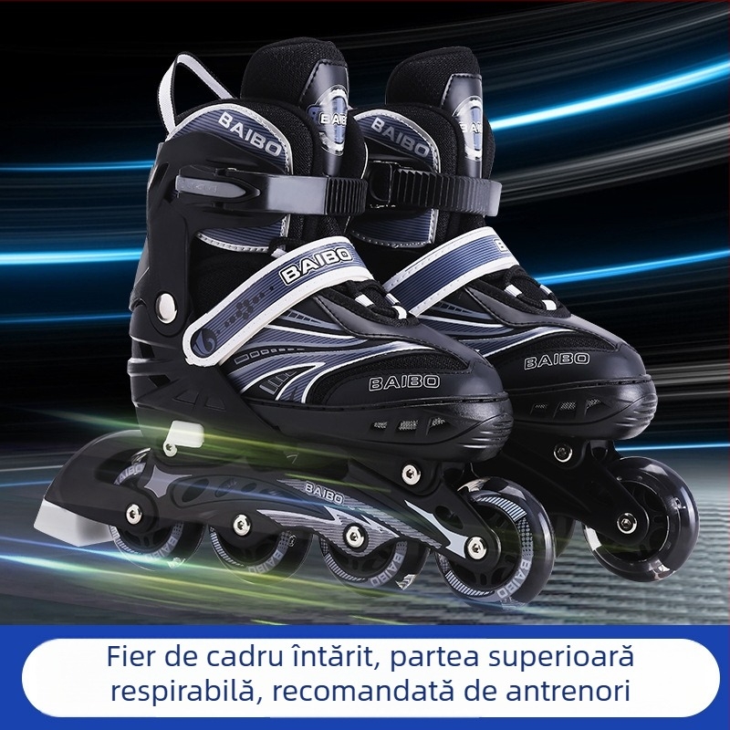Baibo patine cu role, unisex, pentru copii și adolescenți, roți într-un singur rând PU