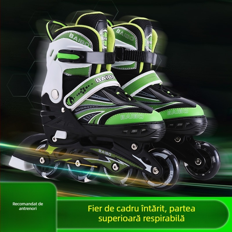 Baibo patine cu role, unisex, pentru copii și adolescenți, roți într-un singur rând PU