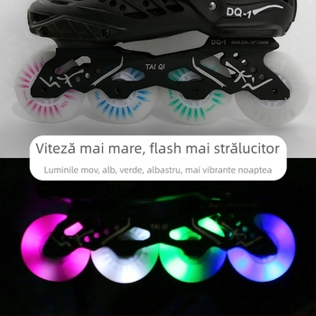 Roți pentru patine cu LED, luminoase, cu un singur rând, rezistente la uzură 90A, frână plată
