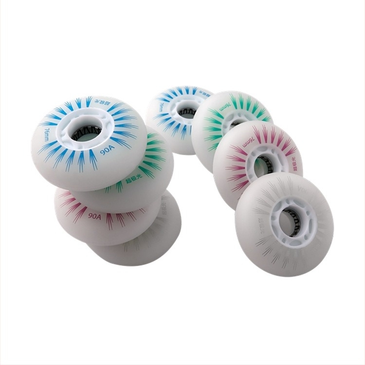 Roți pentru patine cu LED, luminoase, cu un singur rând, rezistente la uzură 90A, frână plată