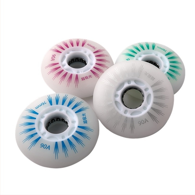 Roți pentru patine cu LED, luminoase, cu un singur rând, rezistente la uzură 90A, frână plată