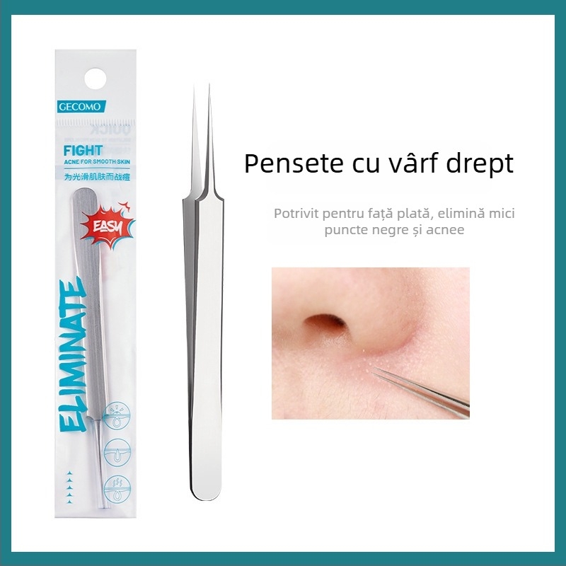 GECOMO Set de ace pentru acnee – oțel inoxidabil, ace ultra-ascuțite și pense ultra-fine pentru îndepărtarea punctelor negre și a comedoanelor închise