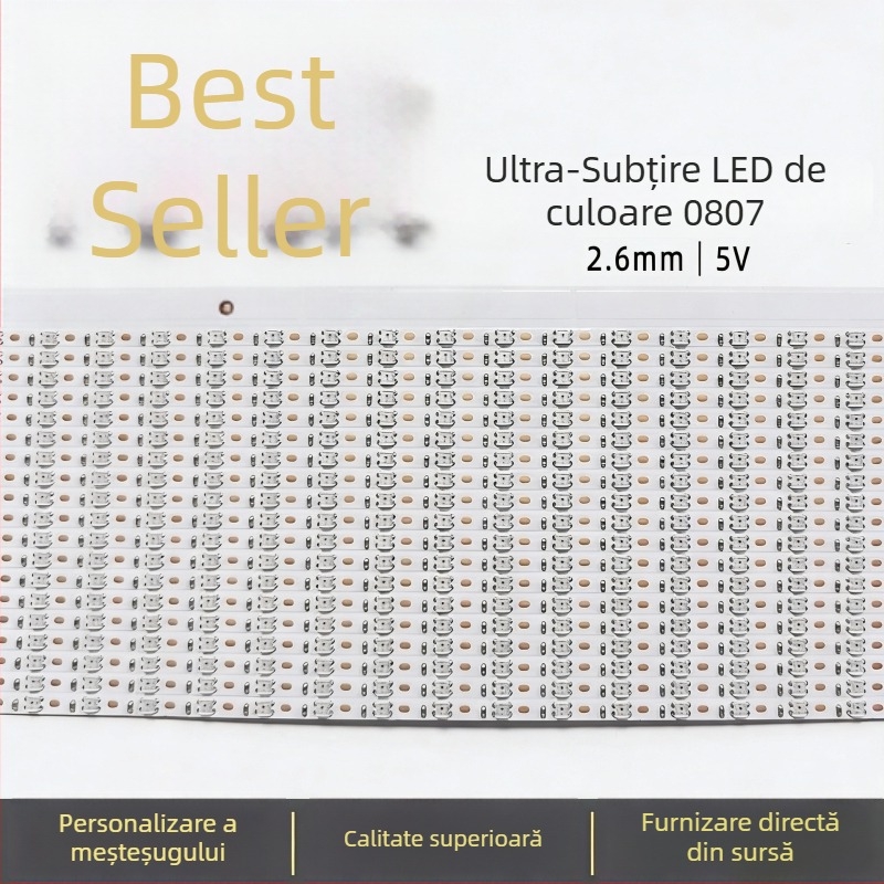 Bandă LED ambientală RGB cu control inteligent, alimentare 5V, mărgele LED 0807, cip San'an Optoelectronics