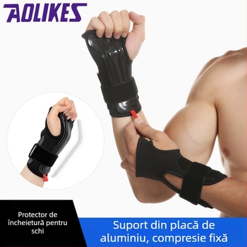 Protecție pentru palmă pentru sporturi în aer liber - încheietură reglabilă, antiderapant, placă din aliaj nylon SBR pentru schi și patinaj cu role
