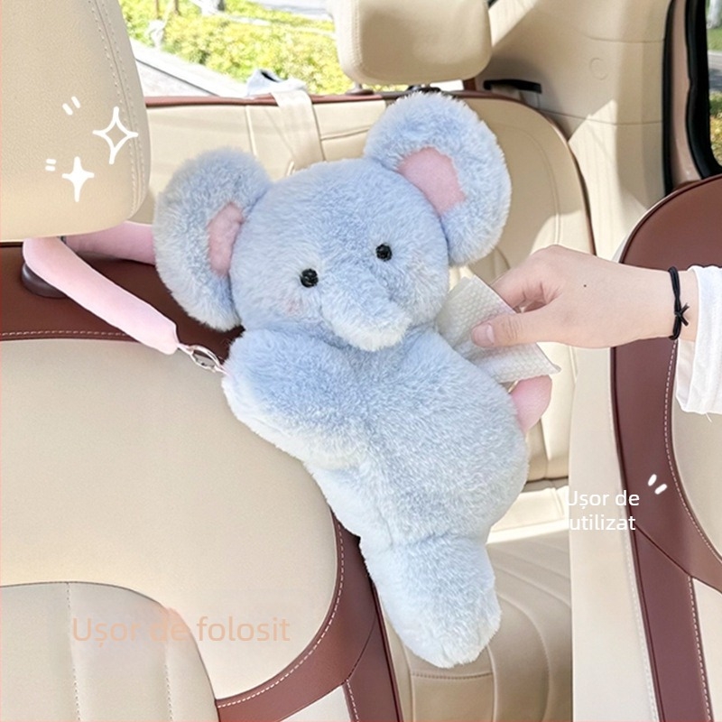 Cutie pentru șervețele auto, în formă de ursuleț, tip atârnător pentru consola centrală, personalizabilă, universal pentru mașini mici
