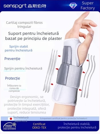 Brățară de încheietură cu placă din oțel pentru stabilizare – fibră poliesterică, pentru mână stângă, model BM-PAL1101-M, pentru patinaj cu role