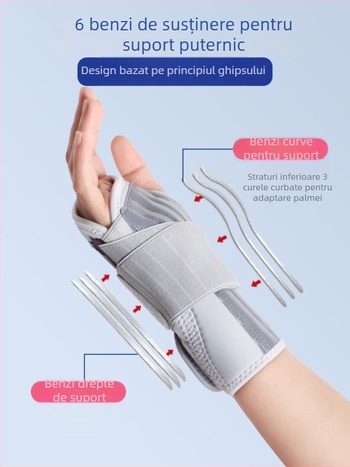 Brățară de încheietură cu placă din oțel pentru stabilizare – fibră poliesterică, pentru mână stângă, model BM-PAL1101-M, pentru patinaj cu role