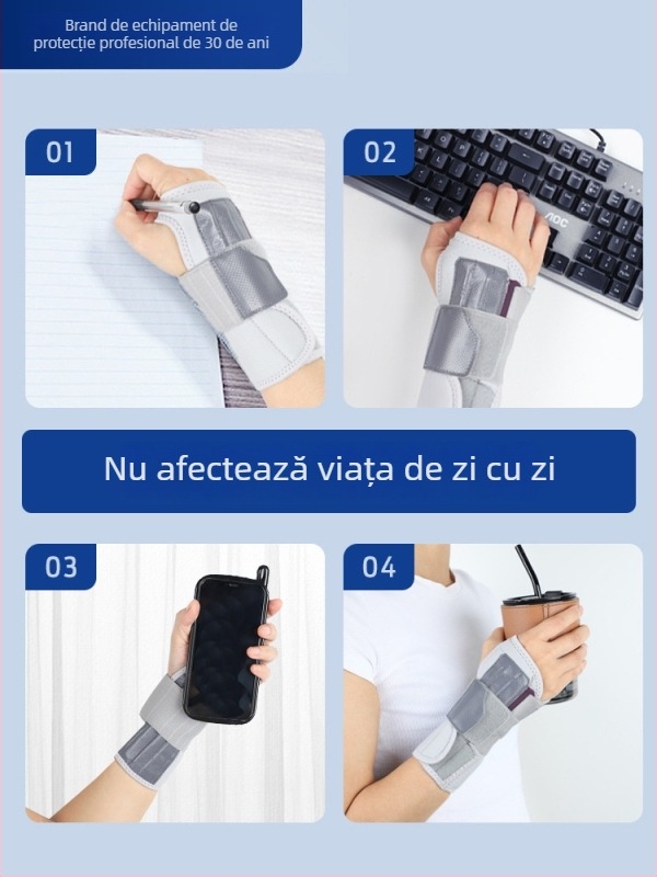 Brățară de încheietură cu placă din oțel pentru stabilizare – fibră poliesterică, pentru mână stângă, model BM-PAL1101-M, pentru patinaj cu role