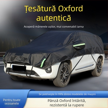 Husă auto semi-acoperire din pânză Oxford îngroșată, protecție solară, impermeabilă, izolație termică, universală
