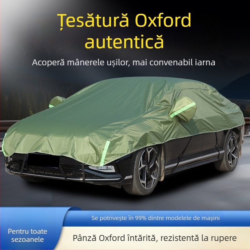 Husă auto semi-acoperire din pânză Oxford îngroșată, protecție solară, impermeabilă, izolație termică, universală