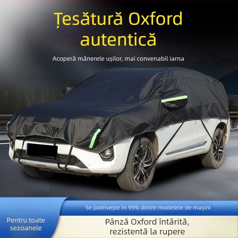 Husă auto semi-acoperire din pânză Oxford îngroșată, protecție solară, impermeabilă, izolație termică, universală
