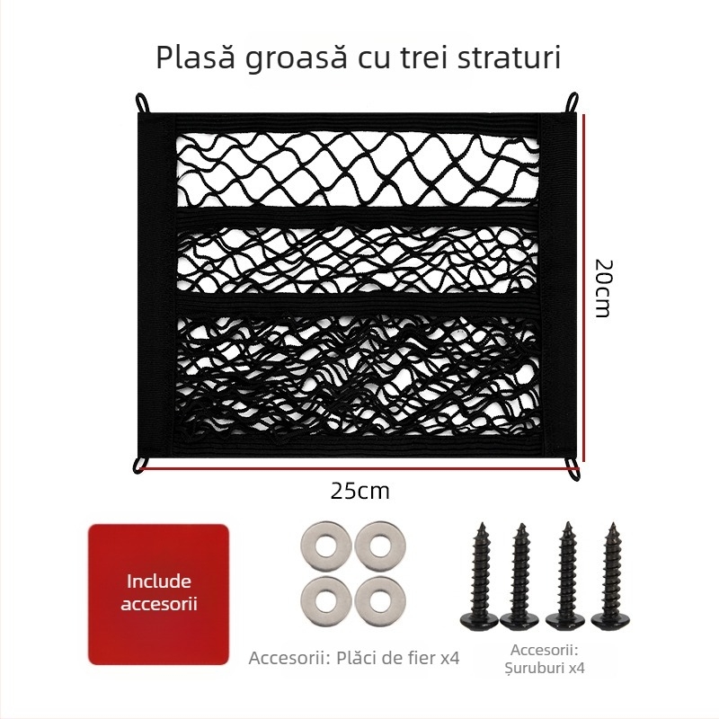 Geantă de depozitare din plasă elastică, cu două straturi, pentru coșul frontal al bicicletei electrice