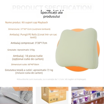 Set suport lombar pentru mașină și pernă pentru gât, spumă cu memorie, husă din nailon, reglaj în mai multe unghiuri, potrivit universal