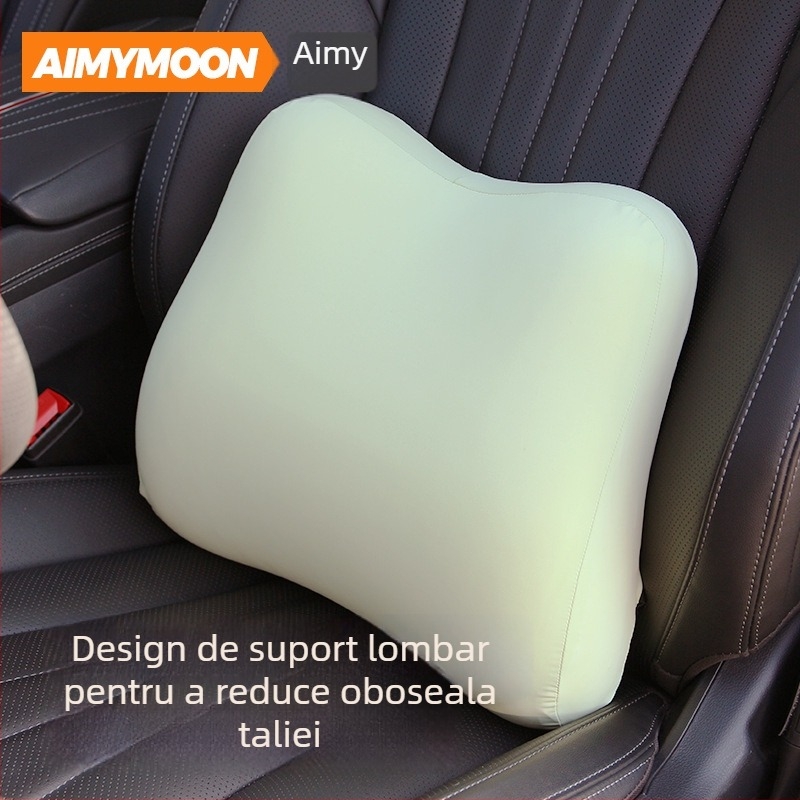 Set suport lombar pentru mașină și pernă pentru gât, spumă cu memorie, husă din nailon, reglaj în mai multe unghiuri, potrivit universal