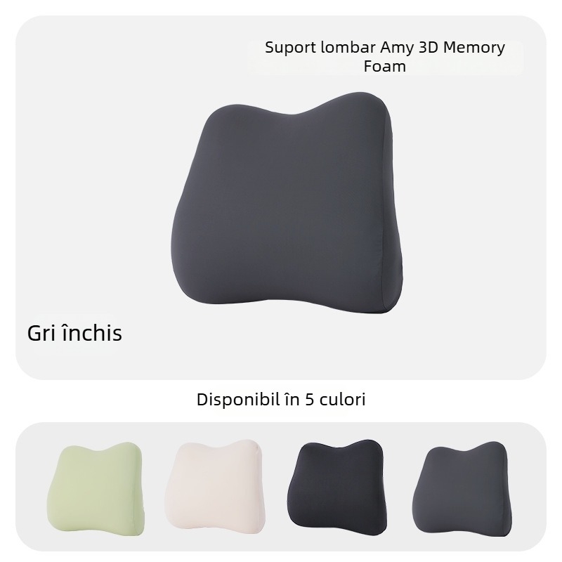 Set suport lombar pentru mașină și pernă pentru gât, spumă cu memorie, husă din nailon, reglaj în mai multe unghiuri, potrivit universal