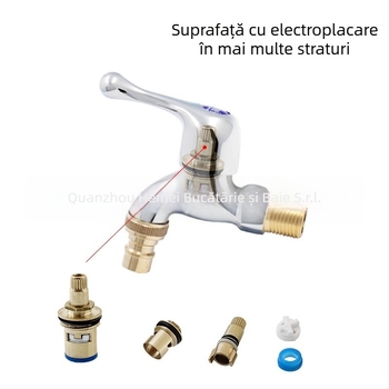 Robinet de alimentare încorporat pentru mașina de spălat, cu închidere rapidă extinsă, aliaj de zinc, intrare/ieșire 15 mm, 0–90°C, 1,6 MPa