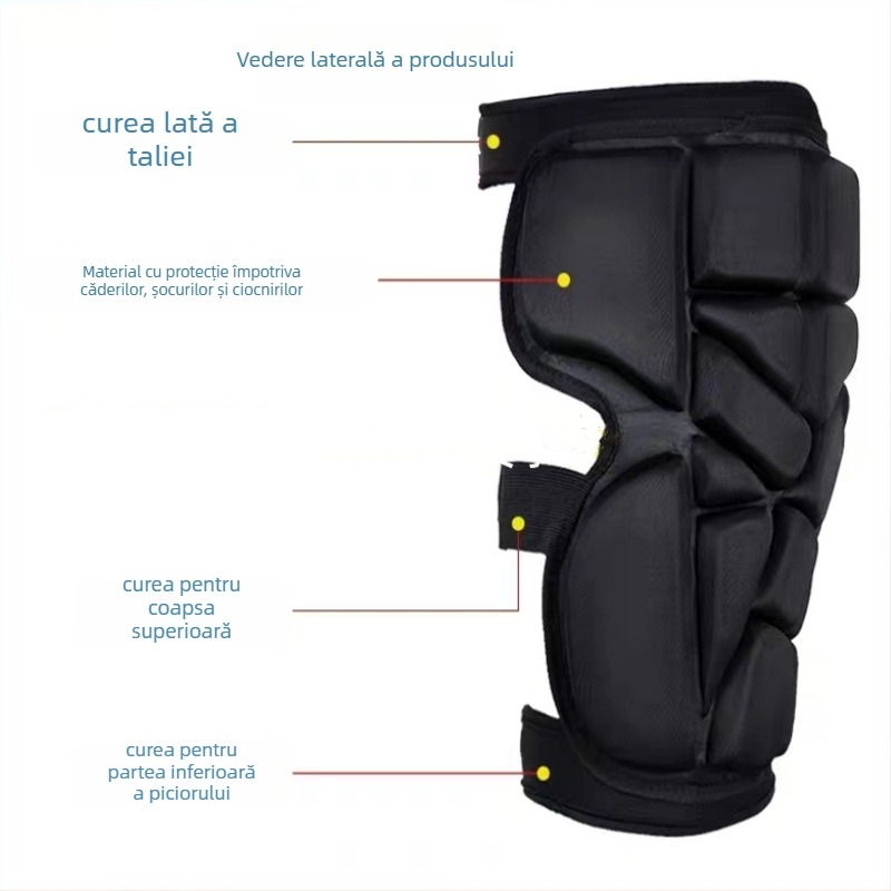 Pantaloni de protecție pentru patinaj și schi cu protecții la șolduri, genunchi și coate – burete, croială universală
