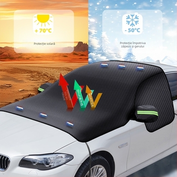 Acoperire pentru zăpadă a mașinii, material PVC, montaj cu clipsuri, 720 g, construcție îngroșată