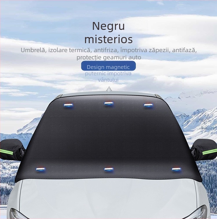 Acoperire pentru zăpadă a mașinii, material PVC, montaj cu clipsuri, 720 g, construcție îngroșată