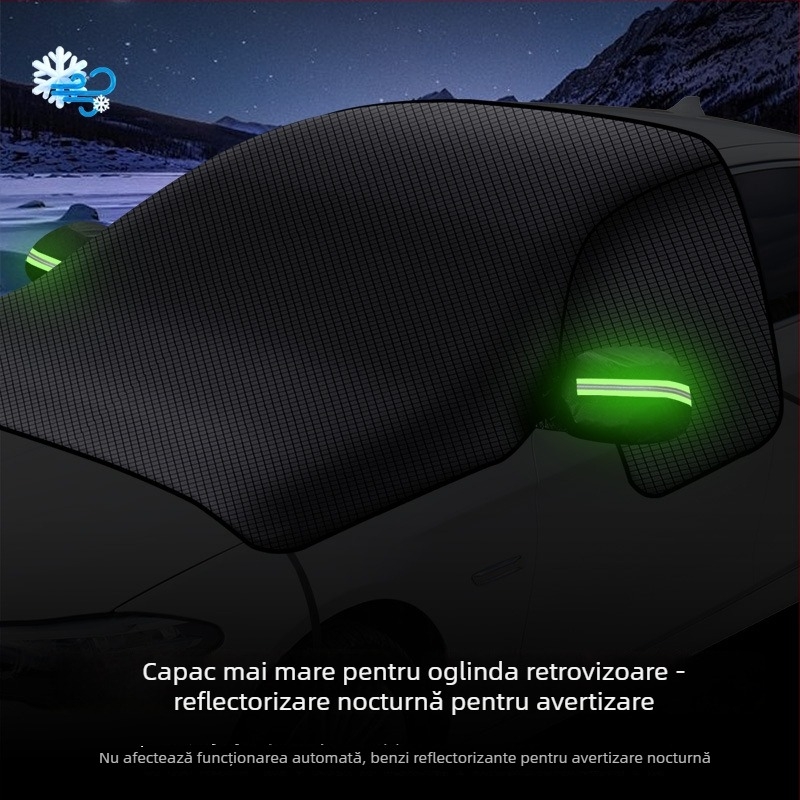 Acoperire pentru zăpadă a mașinii, material PVC, montaj cu clipsuri, 720 g, construcție îngroșată