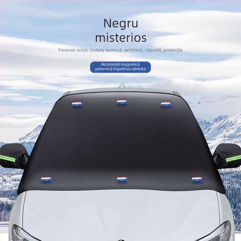Acoperire pentru zăpadă a mașinii, material PVC, montaj cu clipsuri, 720 g, construcție îngroșată