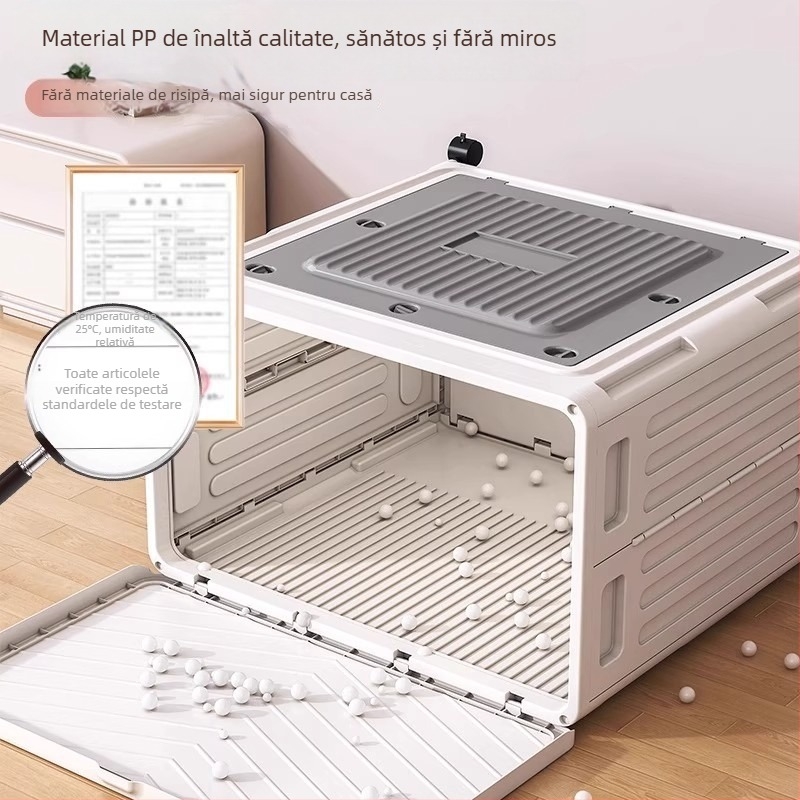 Cutie de depozitare pentru haine, capac basculant, 0-5 L, material PP, model în dungi