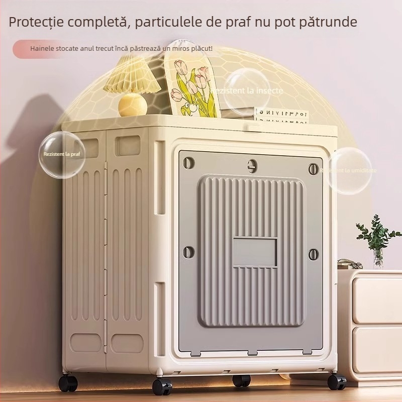 Cutie de depozitare pentru haine, capac basculant, 0-5 L, material PP, model în dungi