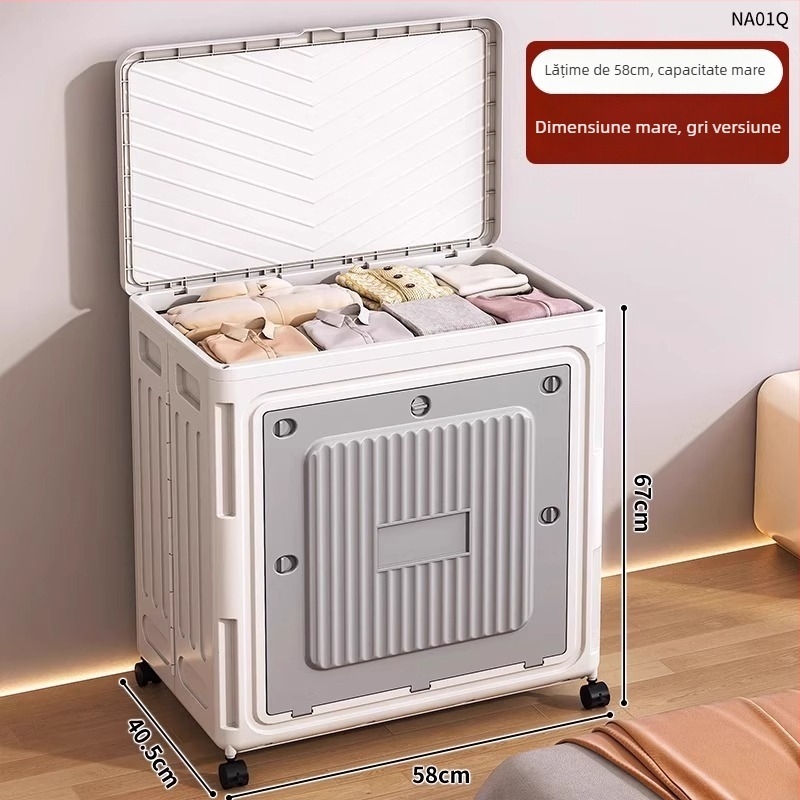 Cutie de depozitare pentru haine, capac basculant, 0-5 L, material PP, model în dungi