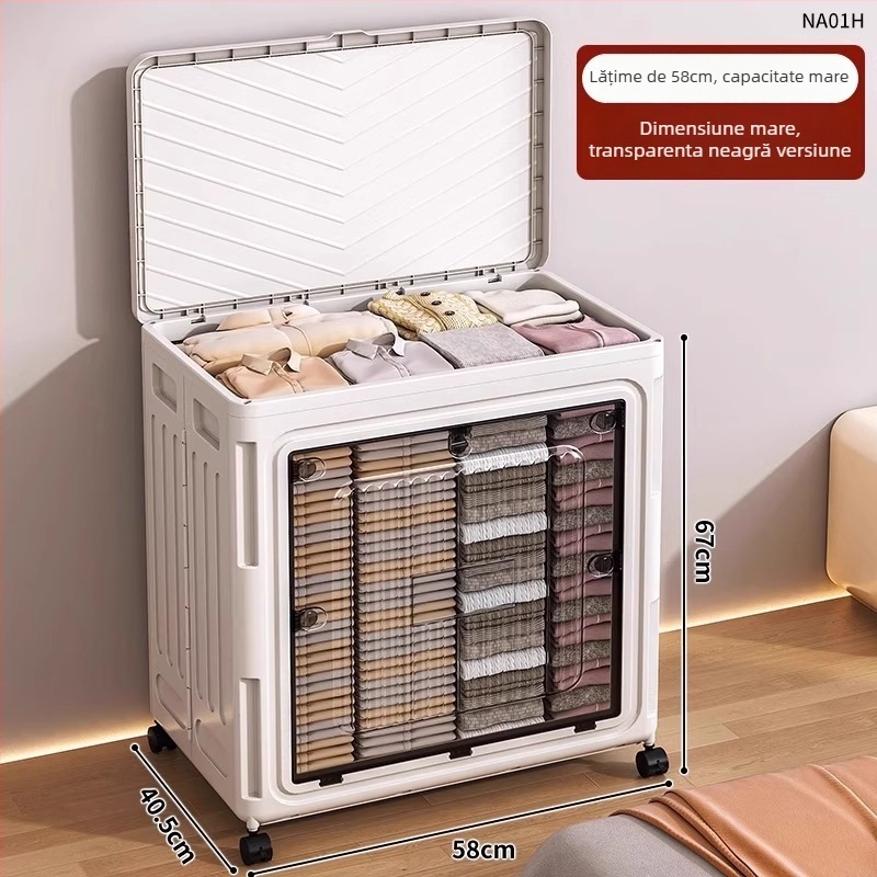 Cutie de depozitare pentru haine, capac basculant, 0-5 L, material PP, model în dungi