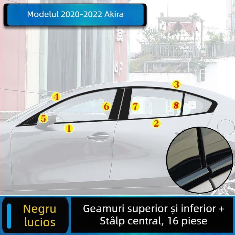 Kit decorativ pentru rama ferestrei Mazda 3 Axela, compatibil 2014-2023, benzi decorative pentru cadrul ușilor