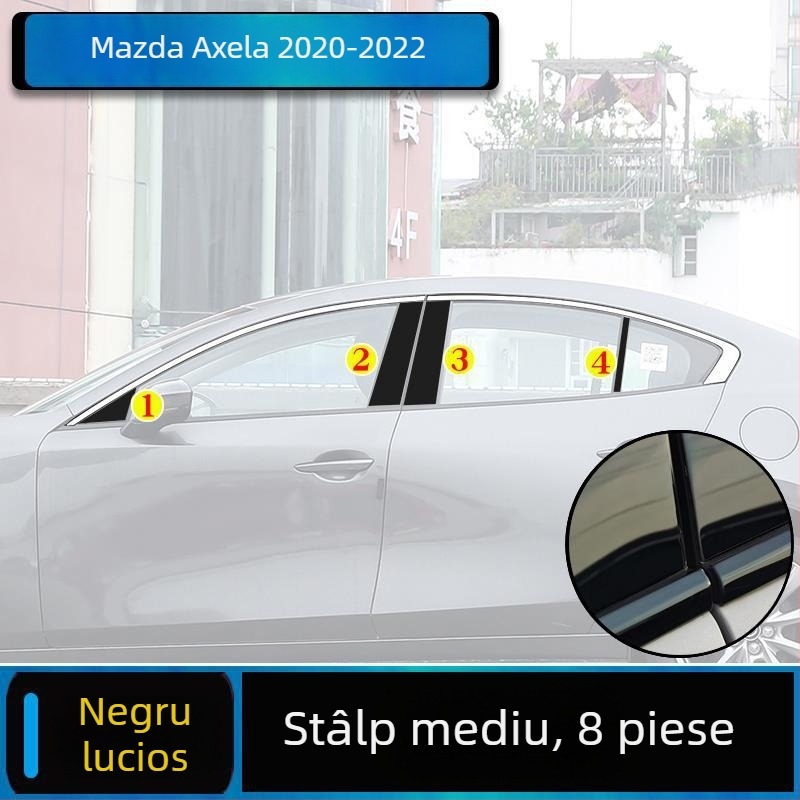 Kit decorativ pentru rama ferestrei Mazda 3 Axela, compatibil 2014-2023, benzi decorative pentru cadrul ușilor