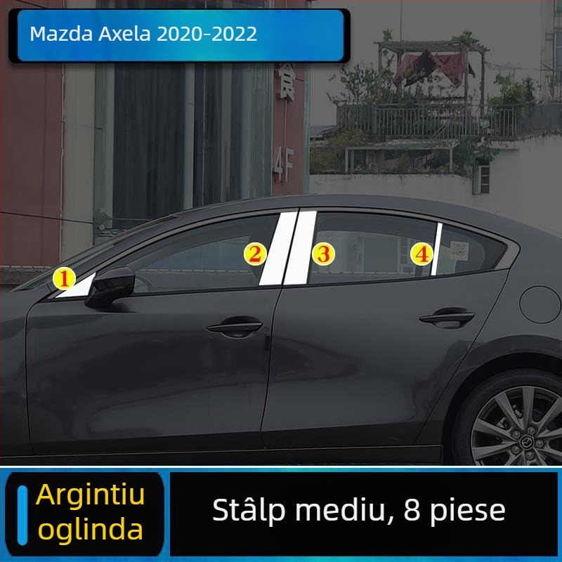 Kit decorativ pentru rama ferestrei Mazda 3 Axela, compatibil 2014-2023, benzi decorative pentru cadrul ușilor