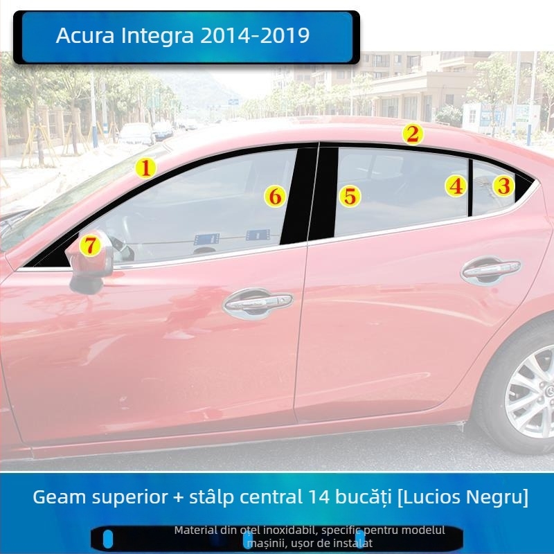 Kit decorativ pentru rama ferestrei Mazda 3 Axela, compatibil 2014-2023, benzi decorative pentru cadrul ușilor